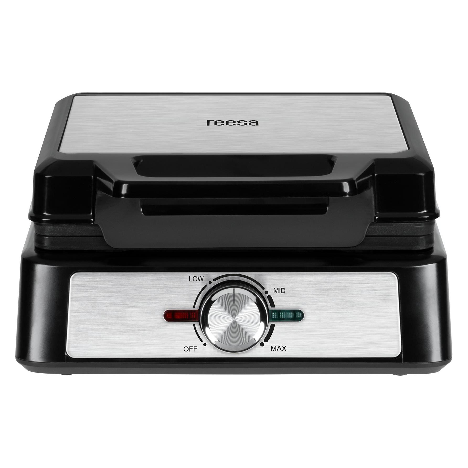 Teesa Waffeleisen 2 Waffeln 1600W Edelstahl stufenlos verstellbar (TSA3237)