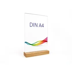 envigo Tischaufsteller »Eiche« DIN A4 hoch, Holz+Acrylglas
