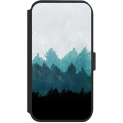Nivocase Klapphülle für Apple iPhone 11 Handyhülle aus Kunst Leder NIVOflip schwarz Abstrakt Baum Wald (Apple iPhone 11), Smartphone Hülle, Schwarz