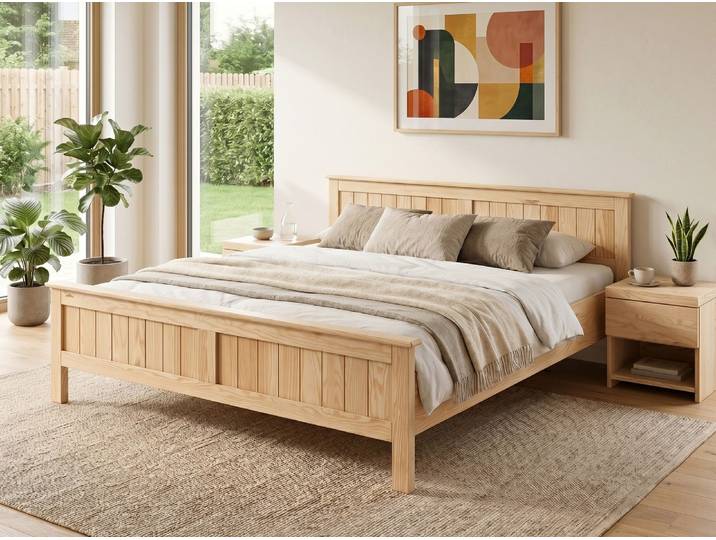 Bett „Patrick“ Esche 140 x 210 cm Massivholz Esche