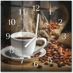 WANDUHR aus Glas 30x30 cm - Kaffee