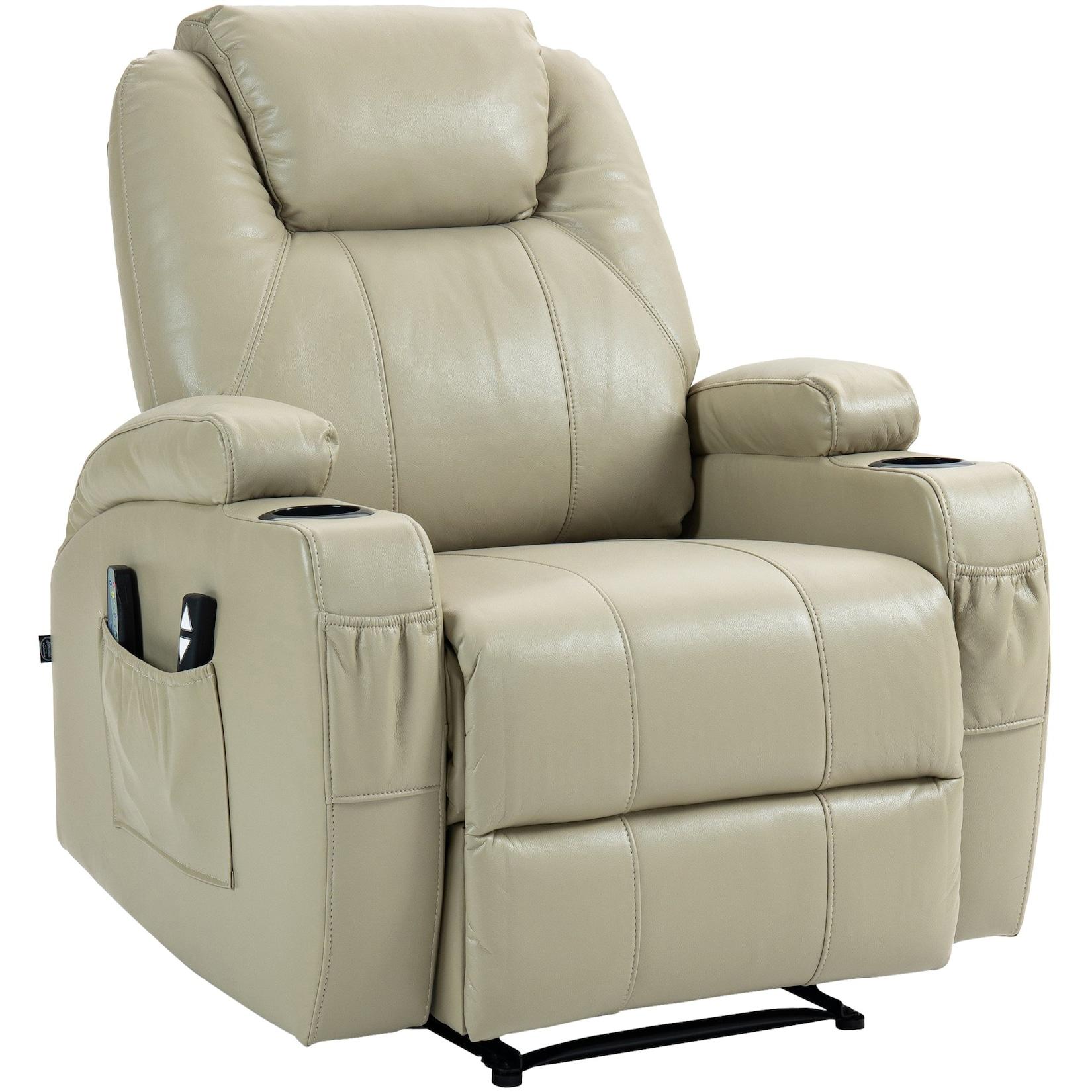 CLP Sessel Hepler mit Massagefunktion Kunstleder Farbe: creme, Material: Kunstleder