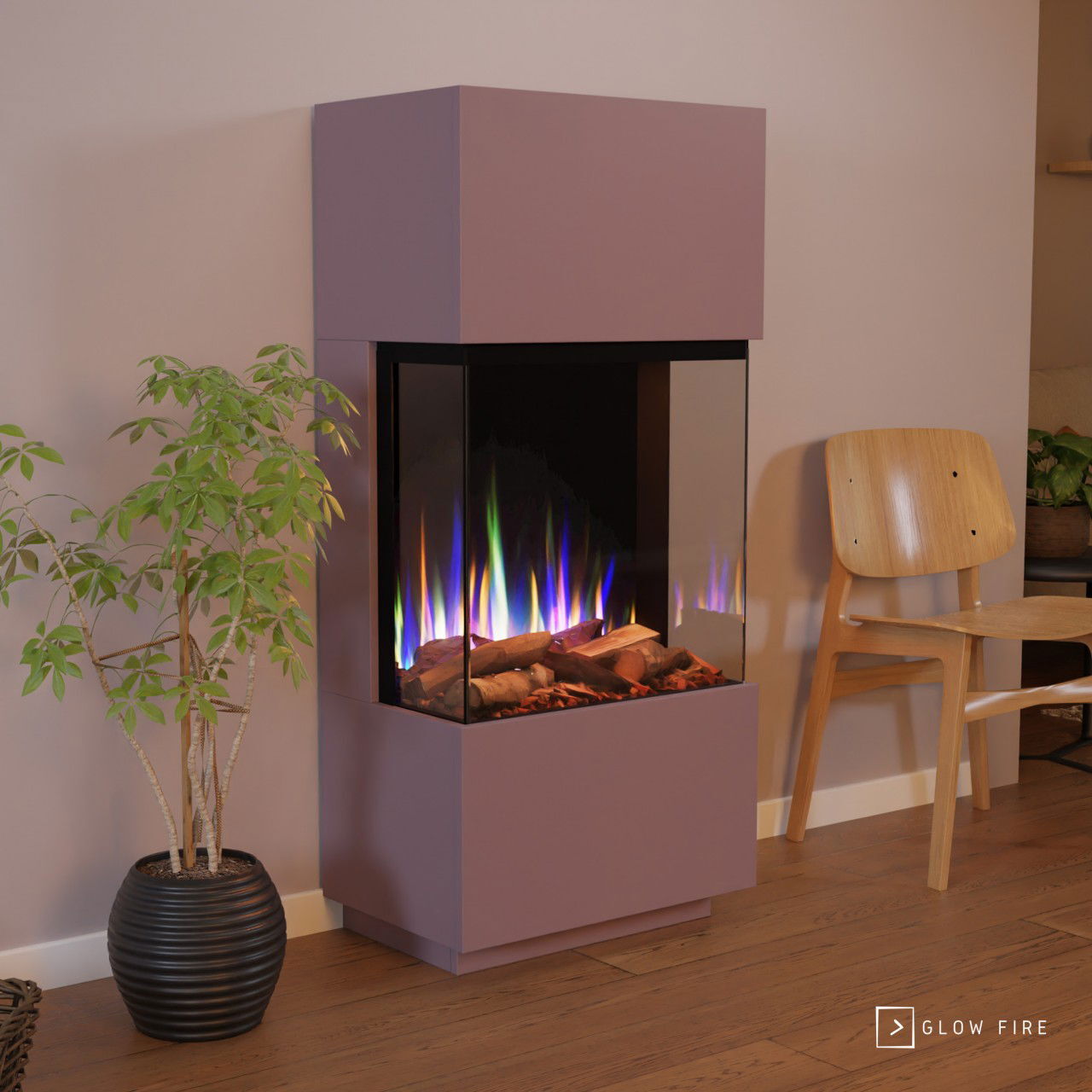 Glow Fire Elektrokamin 'PR11' in LED Standkamin in weiß mit Heizung (1500 W) | HxBxT: 130x61,5x40cm
