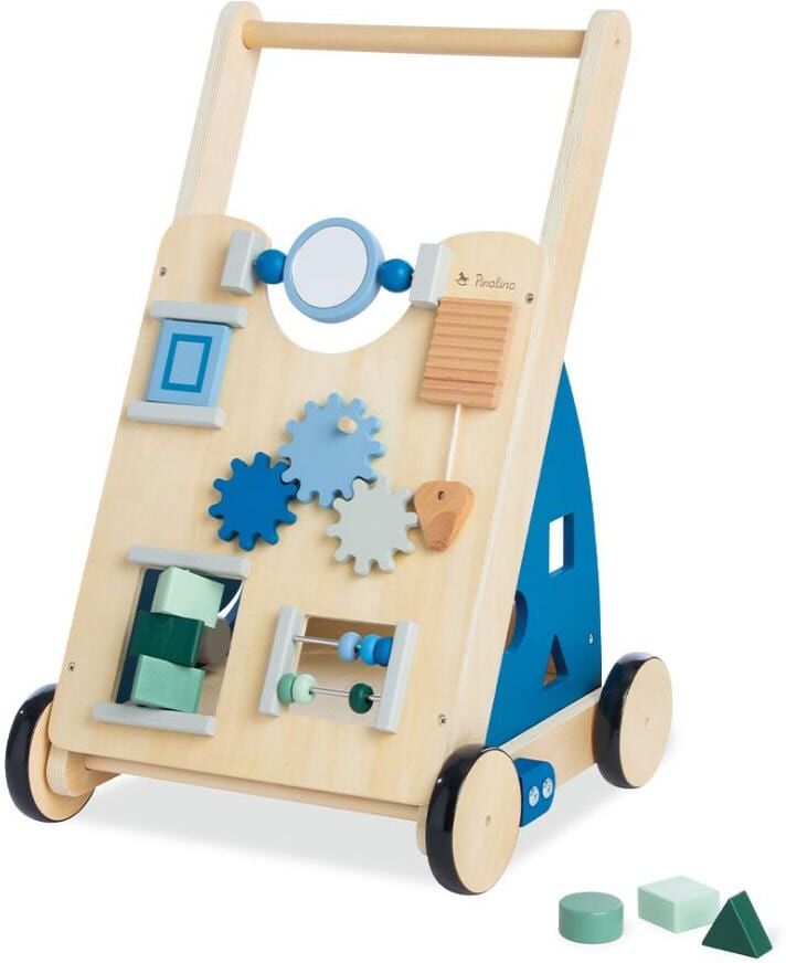 Lauflernwagen PINOLINO "Titus, blau", Kinder, natur, blau, Holz, MDF - Mitteldichte Holzfaserplatte, Lauflernhilfen Lauflernwagen natur, blau Einheitsgröße
