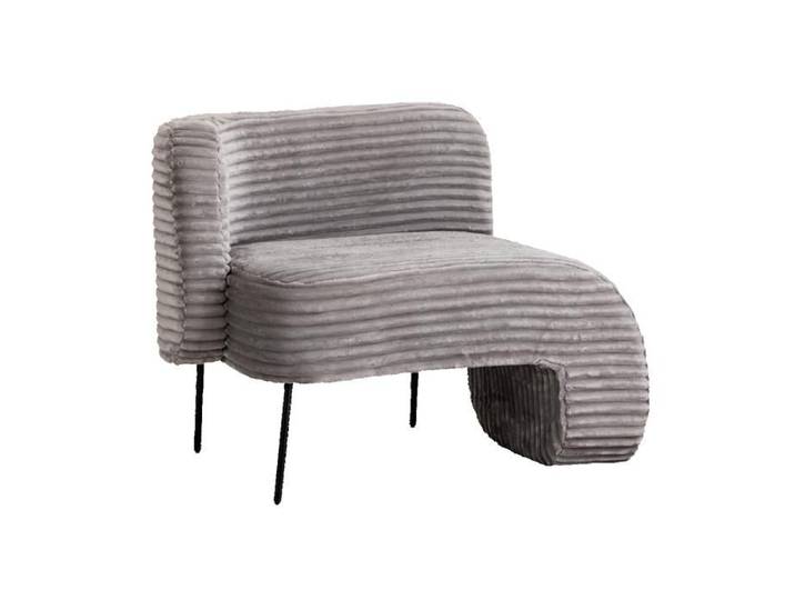 Fauteuil en velours côtelé gris Soléa