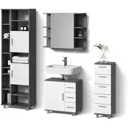 BADMÖBEL-SET Eisak, Anthrazit, 4-teilig