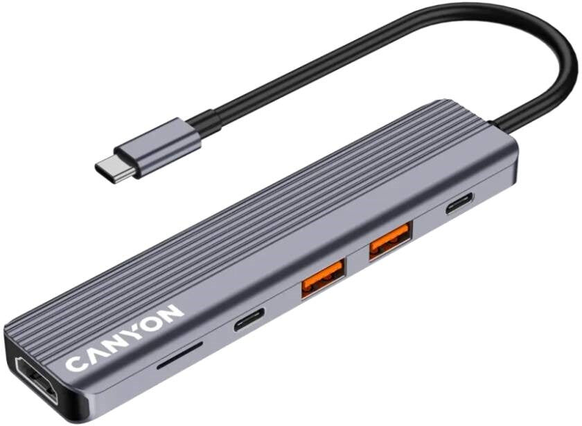 Canyon 6-i-1 USB-C Hub - Grå
