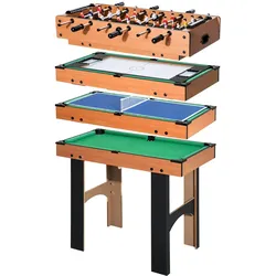 HOMCOM HOMCOM 4-in-1 Multispieltisch mit Tischfußball Tischhockey Tischtennis Billard