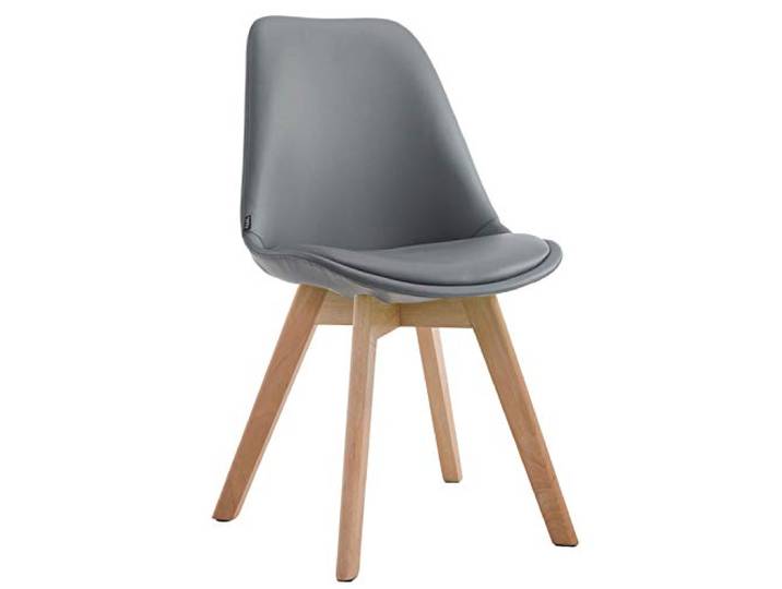 CLP Esszimmerstuhl Manado mit Kunstlederbezug Lehnstuhl mit Holzgestell Polsterstuhl erhältlich Sitzhöhe 47 cm Farbe grau Gestell Farbe Natur