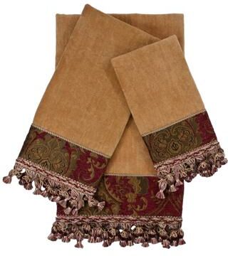 Sherry Kline China Art Red 3-piece Embellished Towel Set