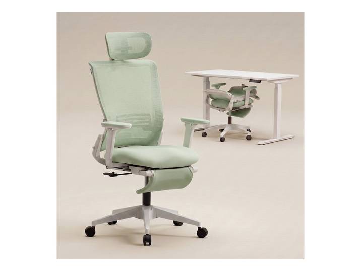 welax Bürostuhl Klappbarer Ergonomischer Hochlehner-Schreibtischstuhl (1 St), mit 4D-Armlehnen, ausziehbarer Fußstütze & Lendenstütze