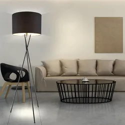 Decken Fluter Lese Stativ Strahler Steh Lampe  Stoff Schirm schwarz im Set inkl. LED Leuchtmittel