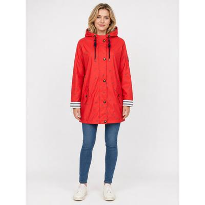 Regenjacke ANKERGLUT "Friesennerz ankerglutbucht Regenmantel, Longjacket", Damen, Gr. 52 (XXL), rot, Web, Obermaterial: 100% Polyurethan. Futter: 100% Polyester, figurumspielend hüftbedeckend, gerader Abschluss mit Druckknopf, Jacken Regenjacke,...