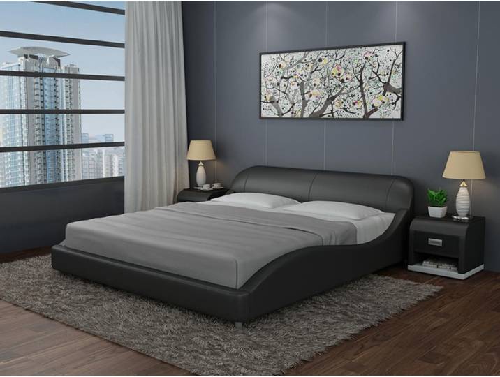 Xlmoebel, Wasserbett Hotel Doppelbett LB8822 Leder Polsterbett mit Wasserbett-System, (Wasserbett LB8822), Hergestellt in Europa