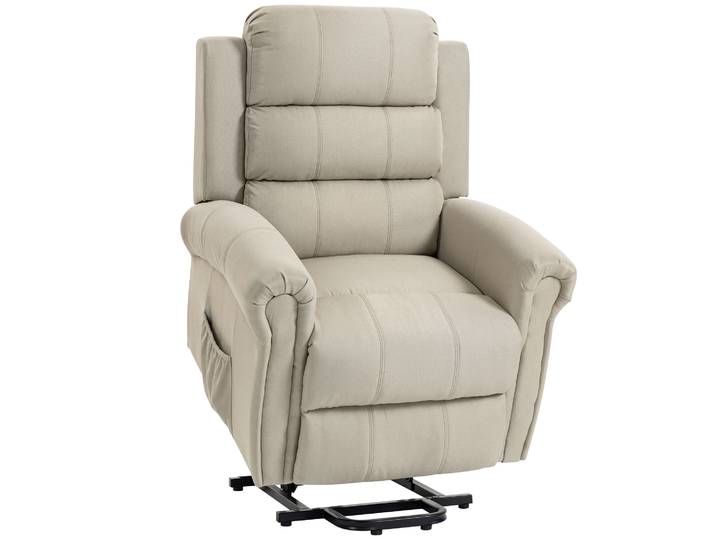 Homcom Massagestoel Elektrische relaxstoel met opsta-hulp, 8 massagepunten, lendenverwarming, verstelbaar, USB, beige 87x87,5x108 cm Aosom.nl