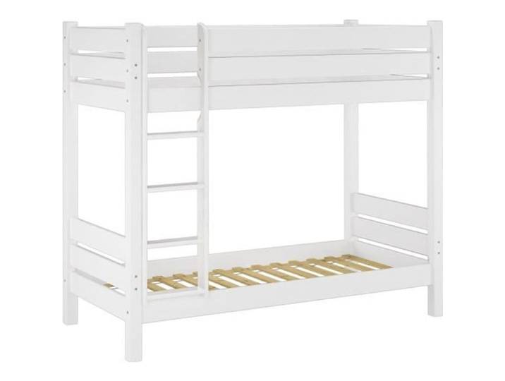 Lit superposé extra stable pin massif blanc 80x200 avec sommiers pour enfants et adultes 60.16-08W