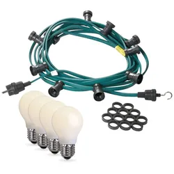 Illu Party Garten Lichterkette für Außen 30m grün 30x E27 LED Tropfenlampen opal