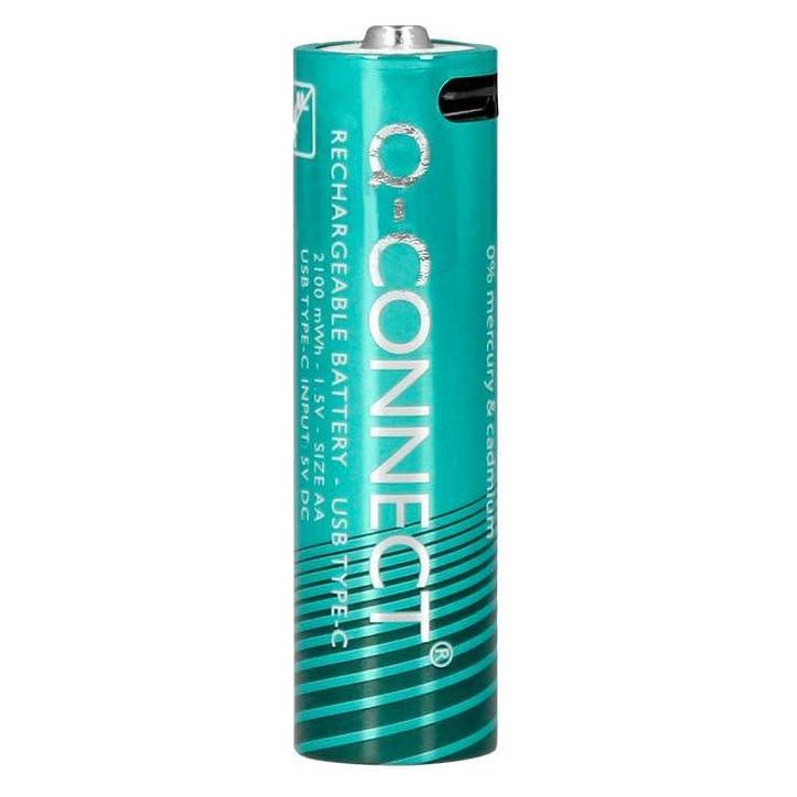 Q-Connect Batterie Akku/USB-C AA 4ST petrol (4 Stk., AA, 1400 mAh) (KF14129)