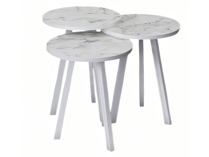 Xlmoebel Satztisch XLMOEBEL modernes Couchtisch-Set aus hellem Holz, rund (Set), Made in Europa