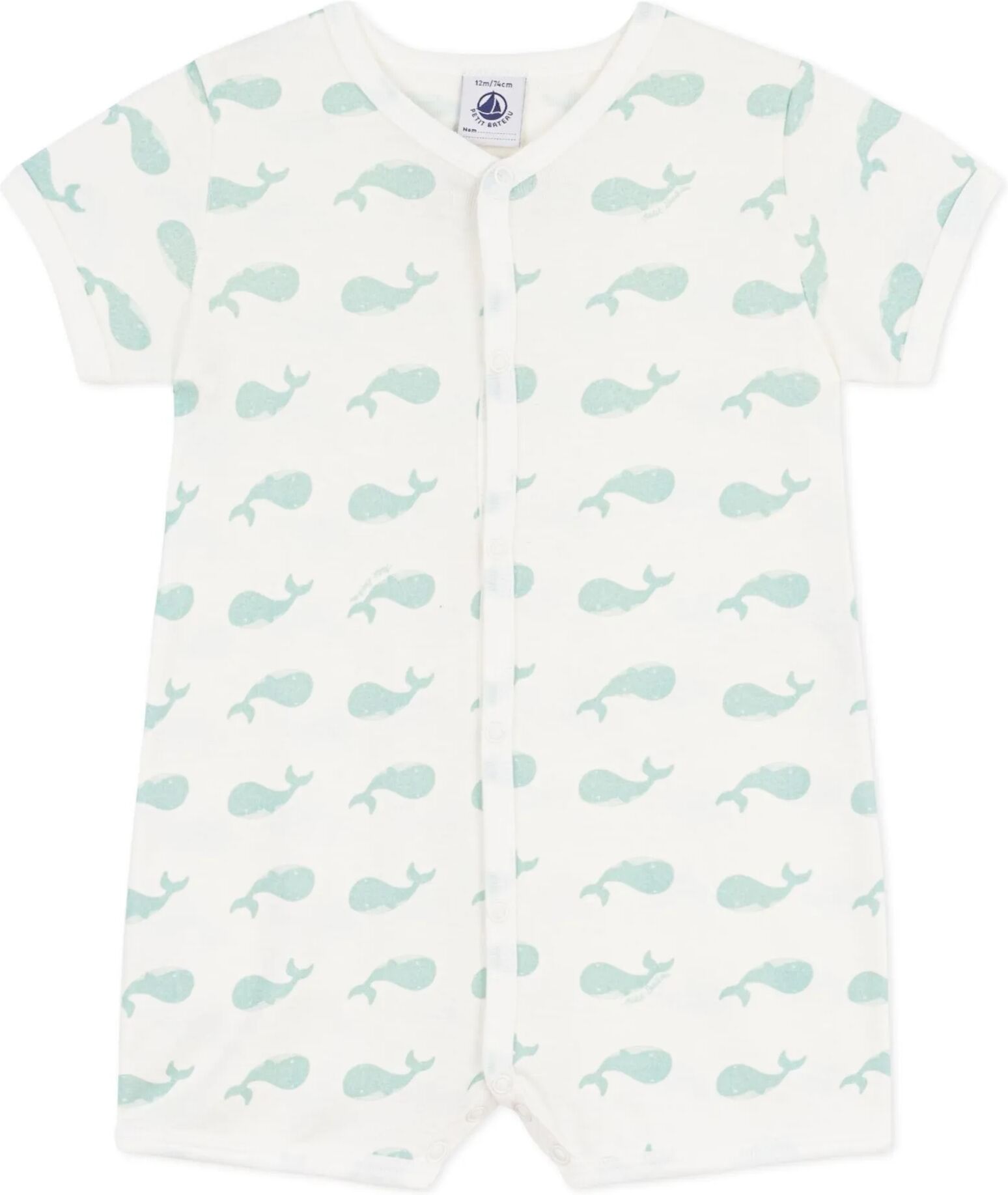 Petit Bateau Pyjama Combishort Baleines Blanc 12 mois