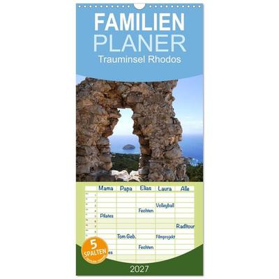Familienplaner 2027 - Trauminsel Rhodos mit 5 Spalten (Wandkalender, 21 x 45 cm) CALVENDO