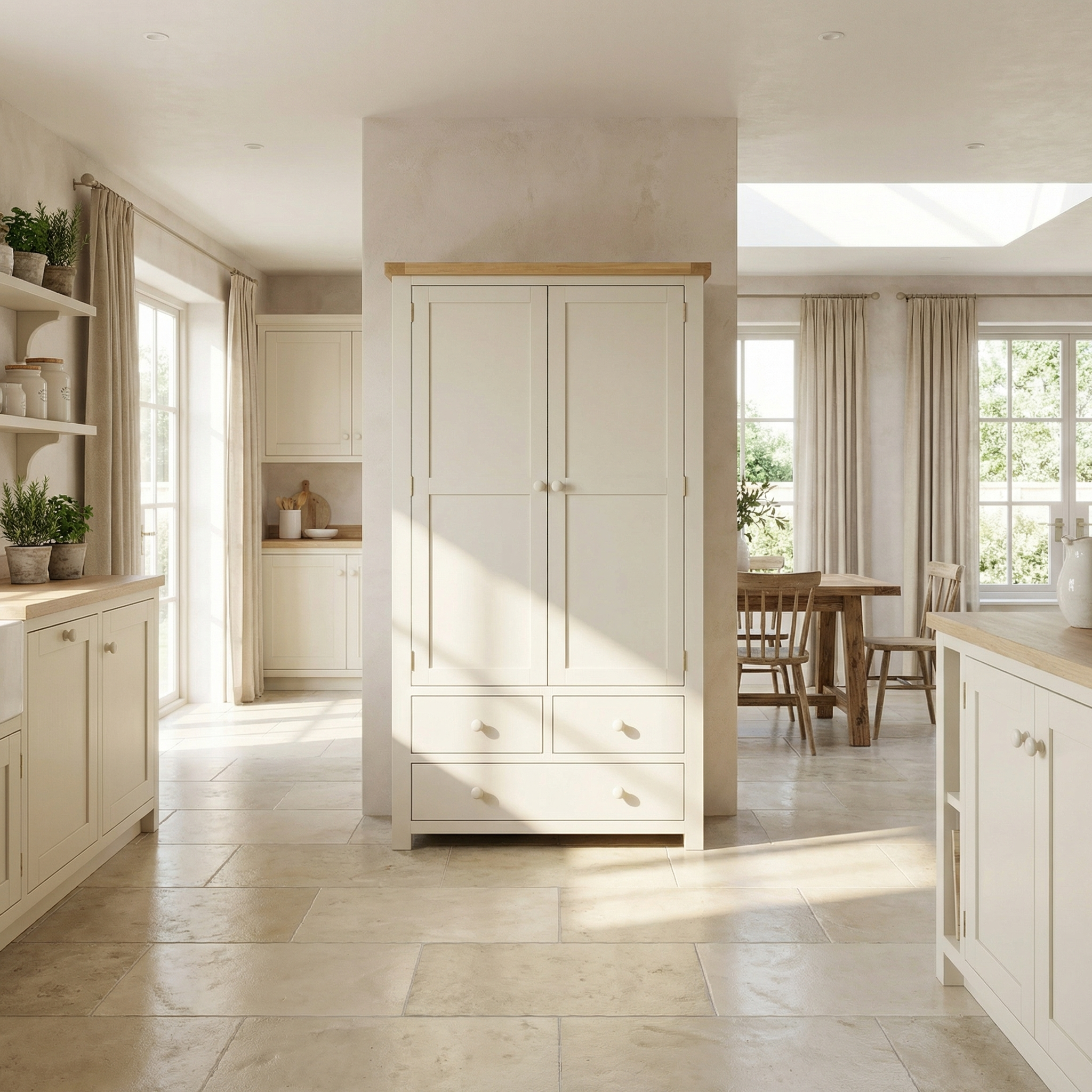Burford Double Larder Unit in Warm White