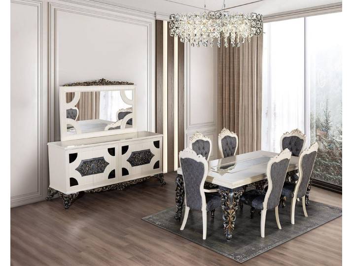 Xlmoebel Essgruppe Klassischer Esstisch mit 6 Stühlen, 7-teiliges Set, (Essgruppe, 7-tlg., 7-teilig: Tisch + 6 Stühle), Made in Europa