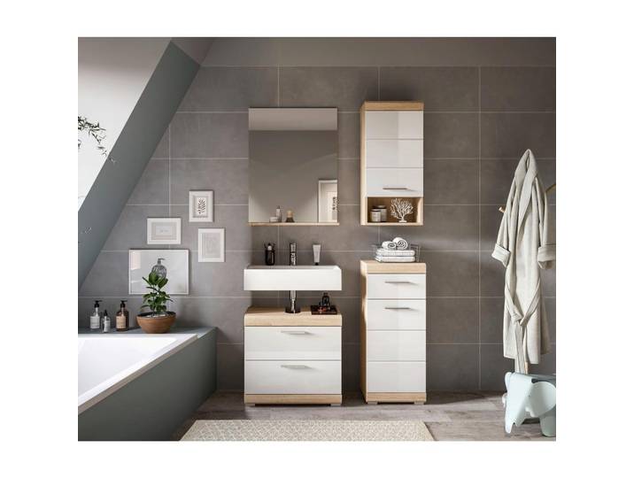 Badezimmer Lambada Eiche Dekor/Weiß B: 97 cm