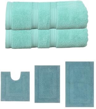 Home Weavers Inc Home Weavers Classy Bath Mat 100% Soft Cotton Super Absorbent 2 Pcs Bath Towel Set & 3 Pc Bath Rug Set, Machine Wash (Set of 5)