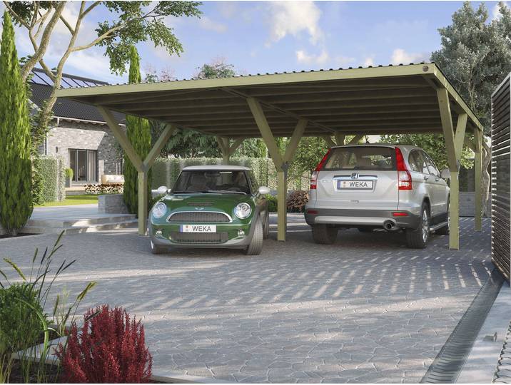 Doppelcarport WEKA, braun, B/H/T: 241cm x, Carports, Doppelcarport, ohne Dacheindeckung