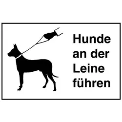 BRW, Sicherheitskennzeichnung, Signaltafel Hunde an der Leine führen 17.90