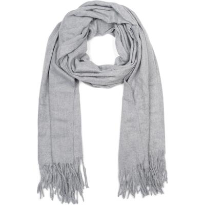 Schal STYLEBREAKER "Weicher Schal Uni mit Fransen", Damen, grau (hellgrau meliert), Obermaterial: 100% Viskose CV., Modisch, Modetücher Schal