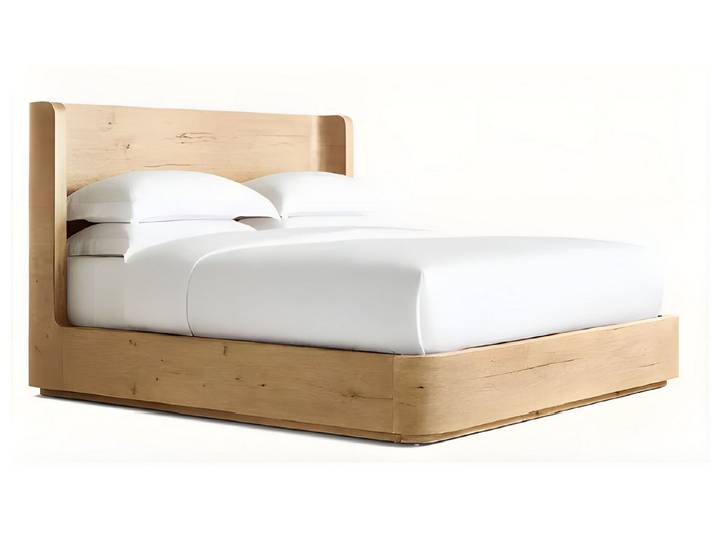 Xlmoebel Polsterbett XLMOEBEL Polsterbett im Loft Stil aus hellem Holz mit Komfort, Made in Europa
