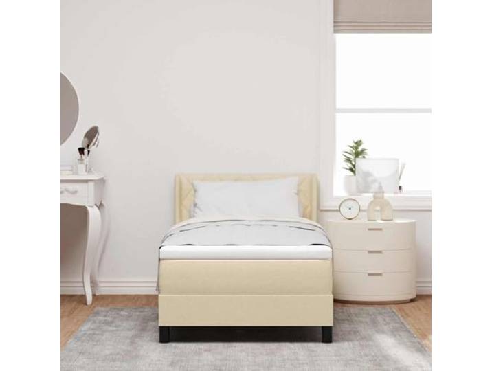 KTHLBRH Boxspringbett Stoff creme 200 x 90 cm Modernes Design, Kopfteil inklusive, robuste Struktur, geeignet für Doppelzimmer
