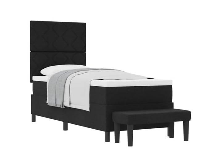 KTHLBRH Boxspringbett mit Kopfteil schwarz 80 x 200 cm Stoff Taschenfedern, Schaumstoffpolsterung, technisches Holz, mittlere Unterstützung, max. Gewicht 140 kg