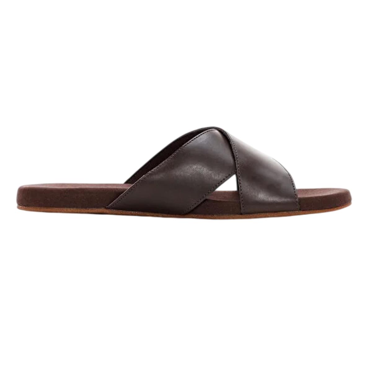 Timberland Heren leren platte sliders met kruisband (Gaucho)