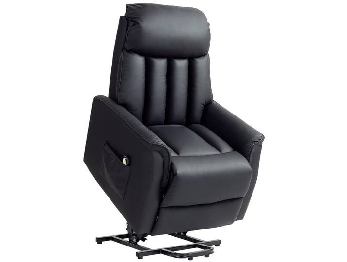 Homcom Sessel mit Aufstehhilfe Kunstleder schwarz, Schwarz, Füllung: Schaumstoff,Schaumstoff, 80x104x94 cm, Wohnzimmer, Sessel, Polstersessel