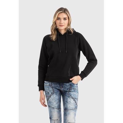 Hoodie CIPO & BAXX "HOODIE SWEATSHIRT", Damen, Gr. M, schwarz, 70% Baumwolle, 30% Polyester, bedruckt, Basic, regular fit normal, Sweatshirts Hoodie, modisch und komfortabel