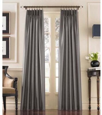 Marquee Faux Silk Pinch-pleat Solid Single Curtain Panel