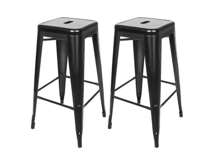 Tabourets de Bar en Métal - Mixmest - Empilable - Noir - 42 x 42 x 76 cm - Contemporain - Design