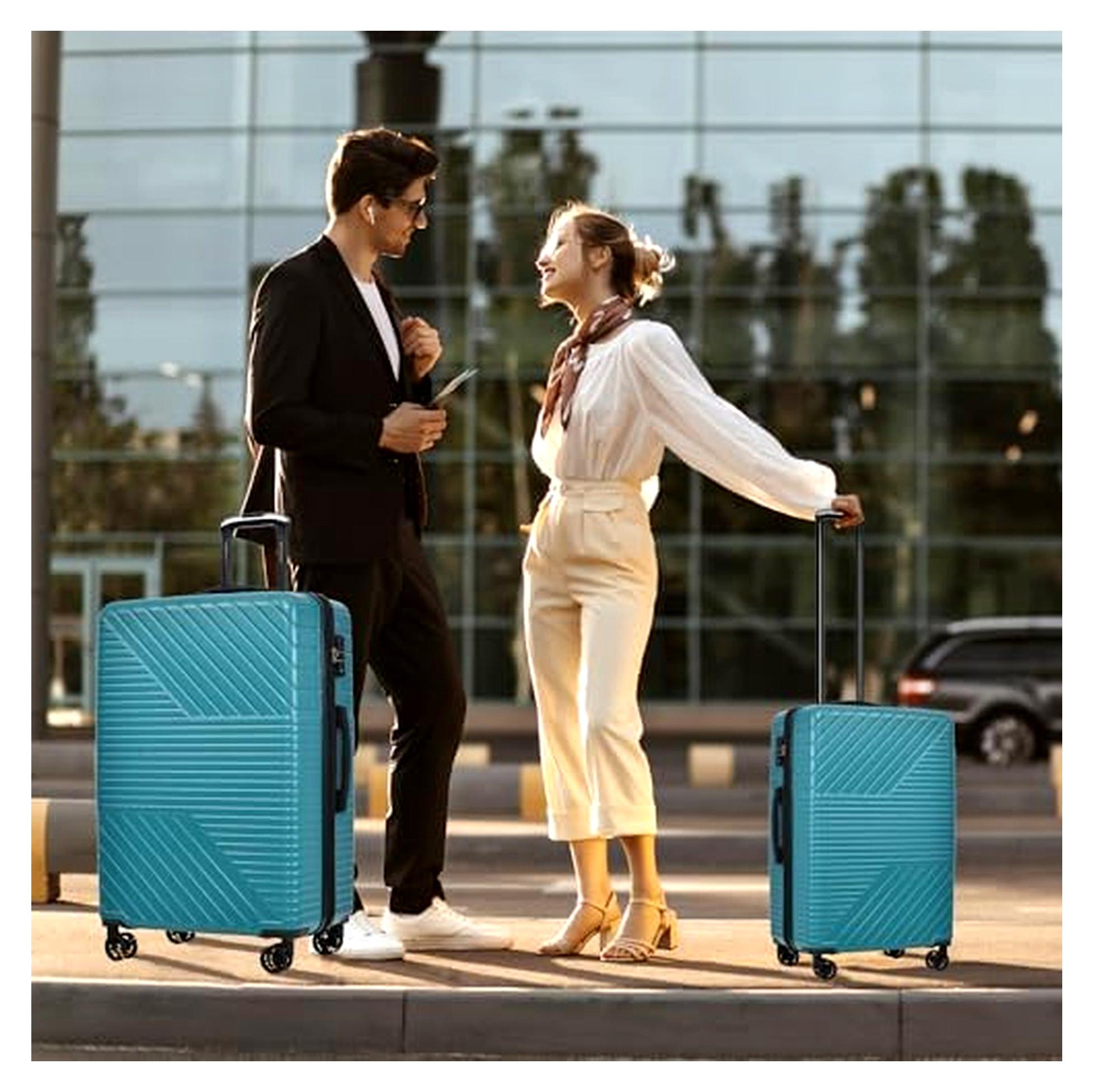 3-teiliges Gepäckset aus ABS, Reisekoffer mit Doppeldreher, 8 Rollen, TSA-Schloss, 50,8 cm, 61 cm, 71,1 cm, in Grün