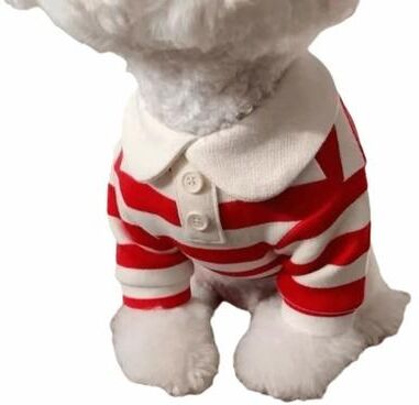 Uplifted Finds Fashion Striped Collared Pet Polo Shirt red m