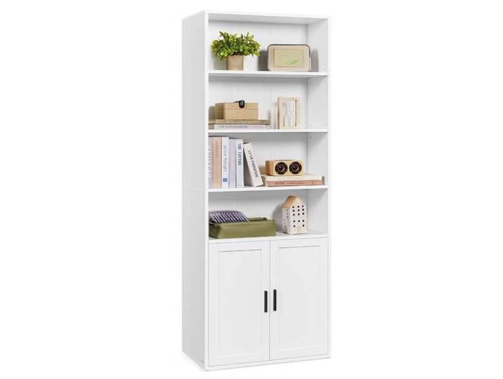 Bibliothèque - HELLOSHOP26 - Étagère haute - 6 niveaux - Blanc - Design contemporain
