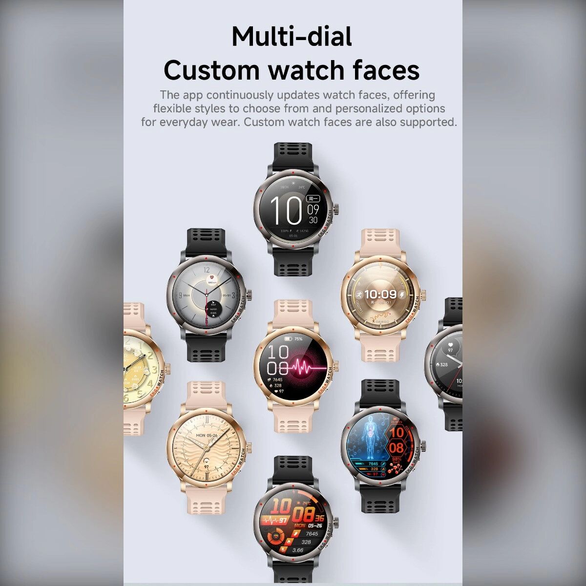 INF Smart Health Sportuhr 1.32 inch AMOLED, IPX8 wasserfest, Bluetooth 5.3, kompatibel mit G Band app