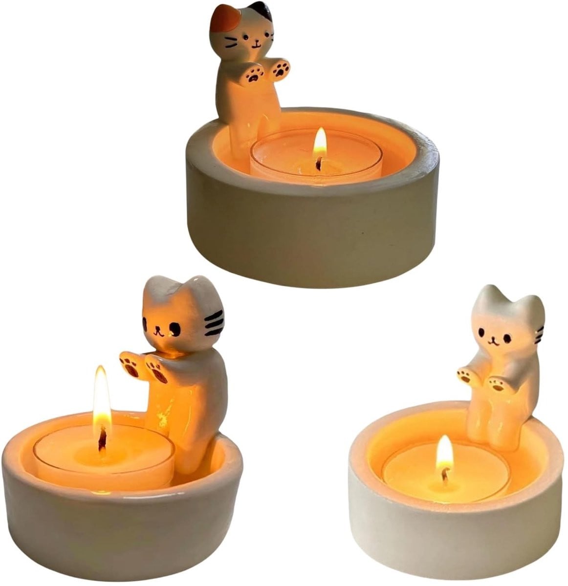 Kaarsenhouder met schattige kattenpoten voor tealights - Resin decoratie