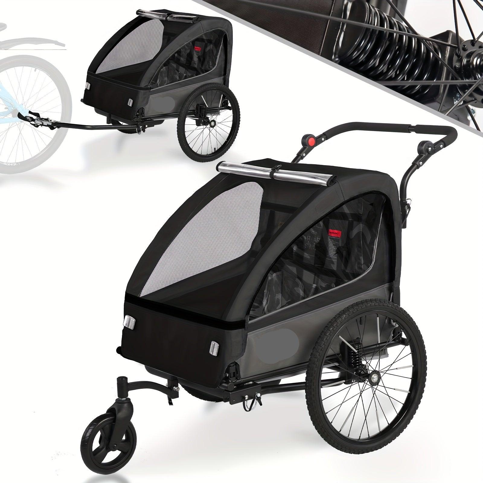 Kinderfahrradanhänger - Fahrradanhänger - Joggingwagen - Kinderwagen - 2-in-1-Funktion: Fahrradanhänger und Jogger - 5-Punkt-Gurt