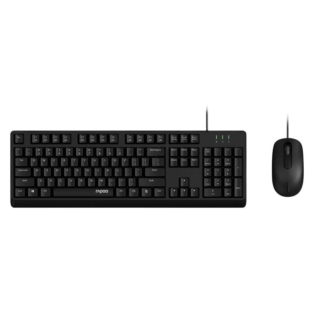Rapoo Kabelgebundenes Kombo Set "NX1500", Schwarz, QWERTZ (DE, Kabelgebunden) (00228287)