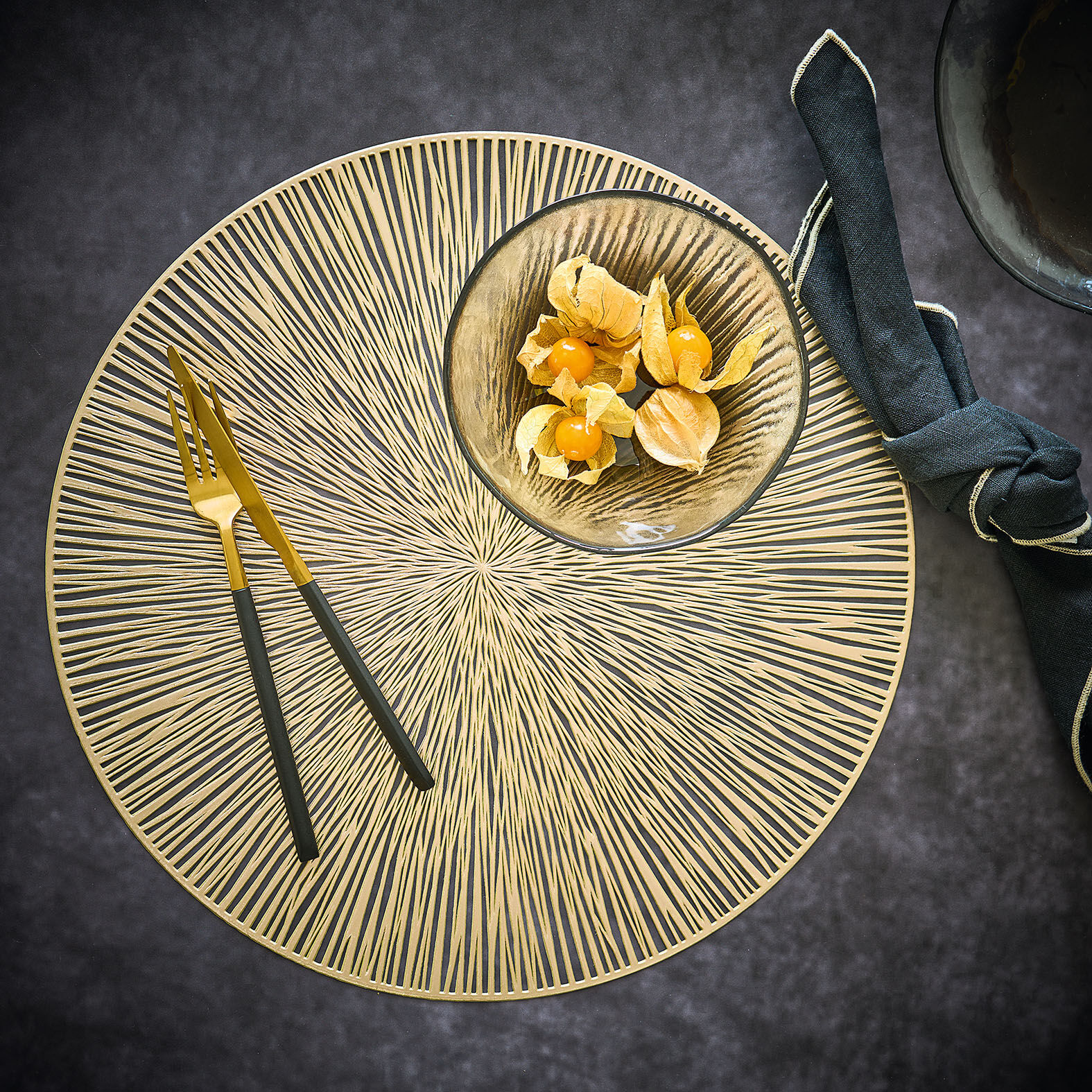 Platzset ZELLER PRESENT, gold, Ø:38cm, Platzsets, Platzset, feierlichen Look, Topseller