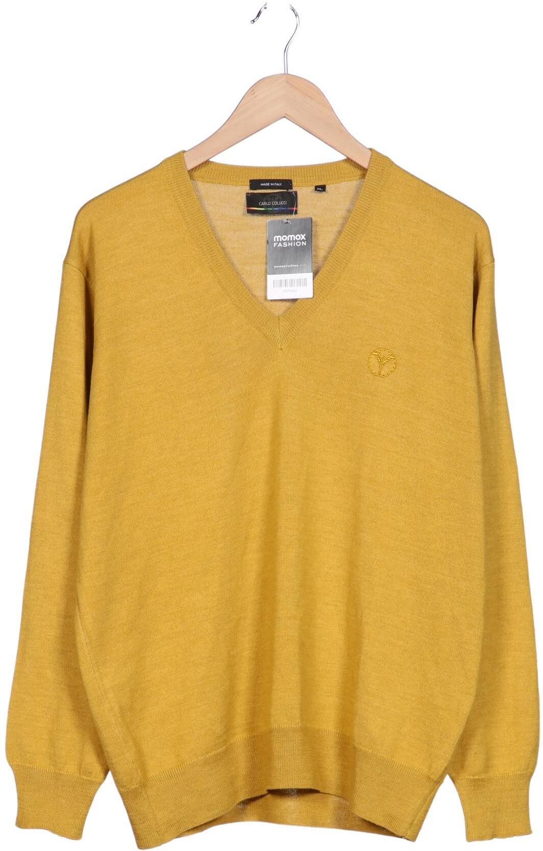 Carlo Colucci Herren Pullover, Gelb, Gr. XL, Merino / Synthetik - Second Hand