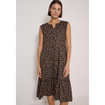 Midikleid CECIL, Damen, Gr. 3XL (48), US-Größen, ohne Ärmel, Stoff, braun (creamy mocha), Stoff, 100% Viskose, gemustert, normal wadenlang, Rundhals, abgesteppt, Kleider Midikleid, mit grafischem Muster